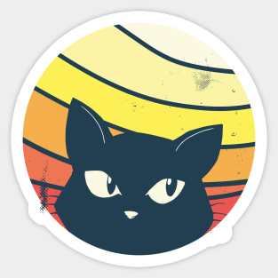 Retro sunset cat Sticker